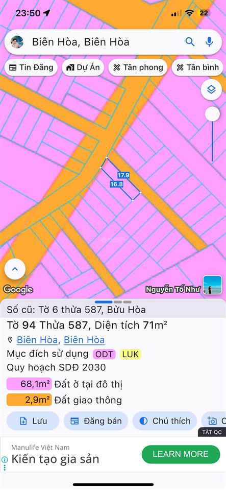 Đất gần nguyễn thị tồn bửu hoà, biên hoà, sổ riêng giá tốt 71m2