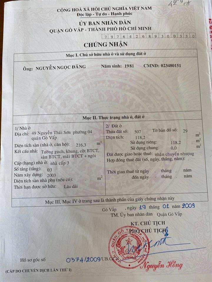 Siêu phẩm căn góc 2 lầu mt nguyễn thái sơn gv, 37 tỷ, dt 216m2 hđt 70tr