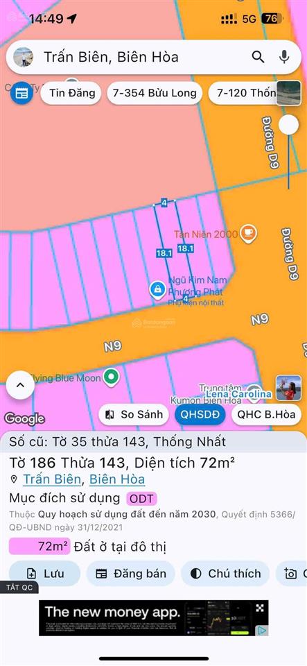 Cho thuê lô liền kề khu đất d2d trục d9 giáp với n9
