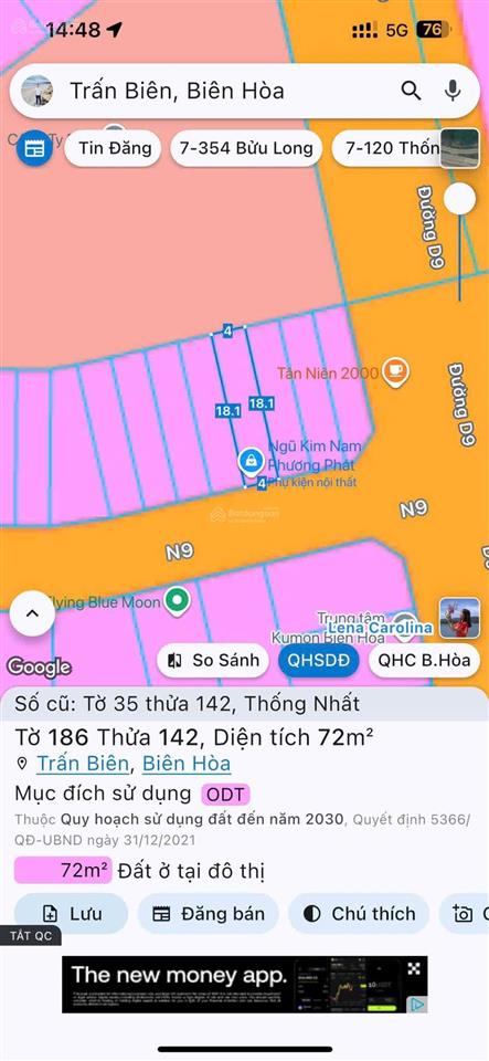 Cho thuê lô liền kề khu đất d2d trục d9 giáp với n9