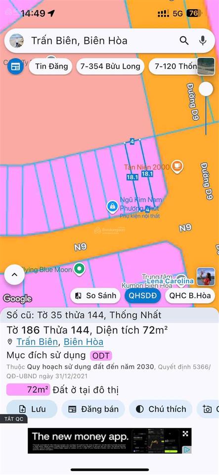 Cho thuê lô liền kề khu đất d2d trục d9 giáp với n9