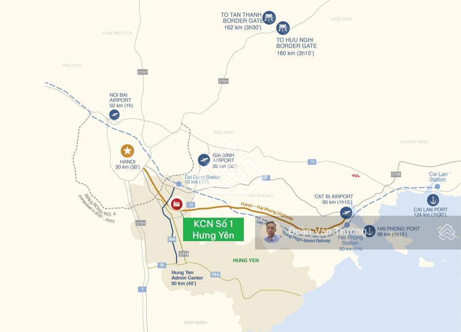 Bán đất xd nhà máy kcn số 1 hưng yên cạnh cao tốc hà nộihải phòng diện tích từ 10.000m2.giá 3.1tr