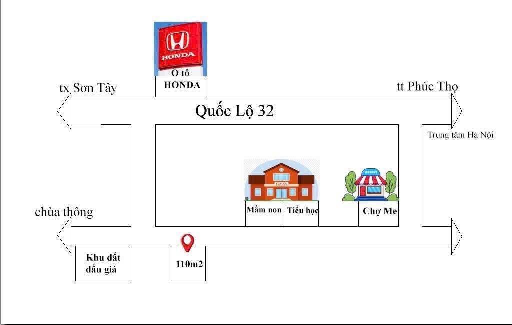 Nhỉnh 2 tỷ sở hữu ngay lô đất 106m2, trung tâm thị trấn phúc thọ, hà nội