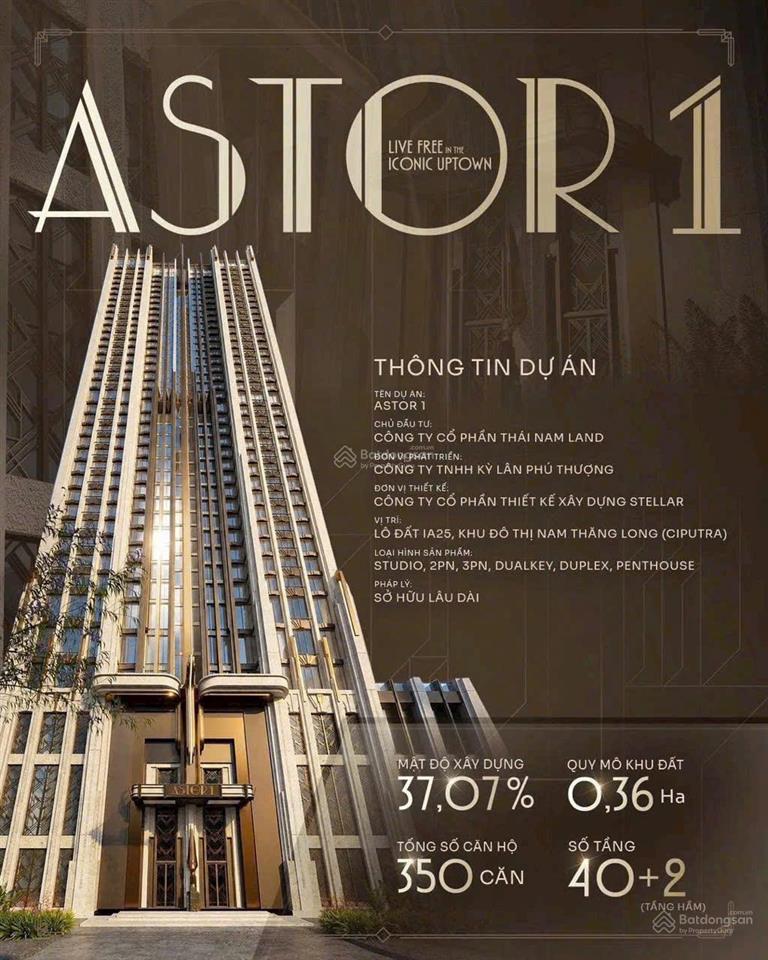 Tòa thương mại astor 1 tại ia 25 ciputra quỹ đất bộ công an, chính thức mở bán, giá từ 95tr/m2.