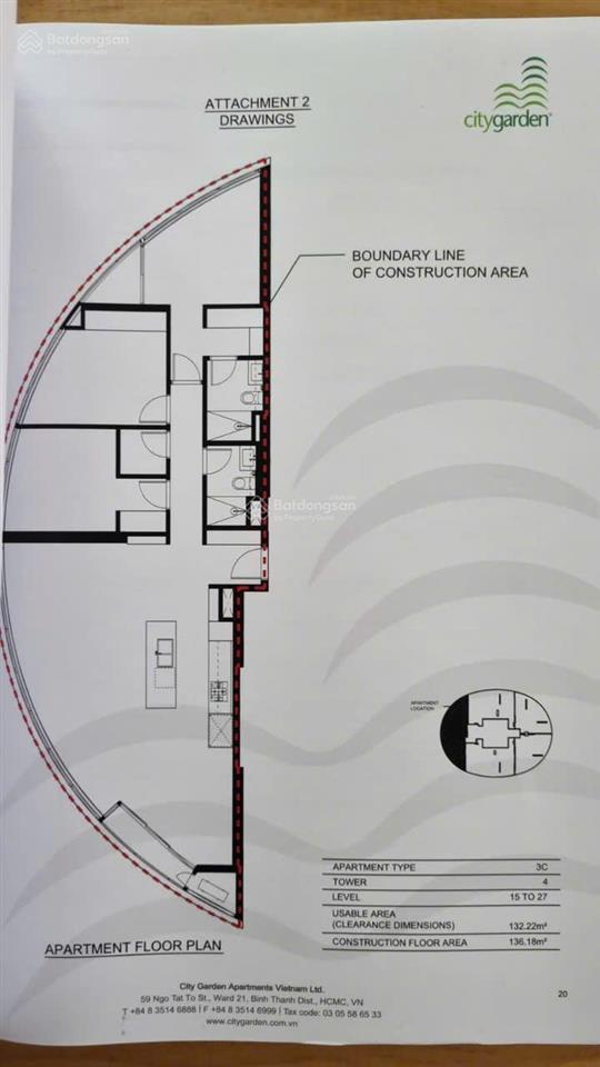 Bán căn hộ 3 pn city garden, 18,2 tỷ, 138m2, tháp prominade 2