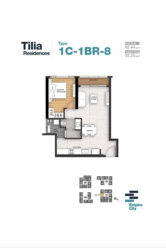 Bán căn hộ 1pn tilia residences view trực diện sông & quận 1 sẵn hợp đồng thuê cao