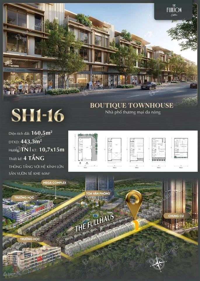 Bán shophouse xẻ khe 160m2  fullton  capitaland