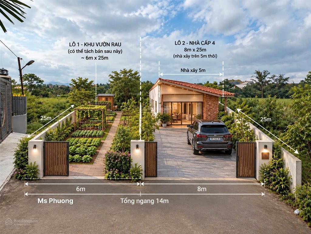 336m2  ngang 14m  110m thổ cư  1,5 tỷ  cách ql20 250m, chính chủ