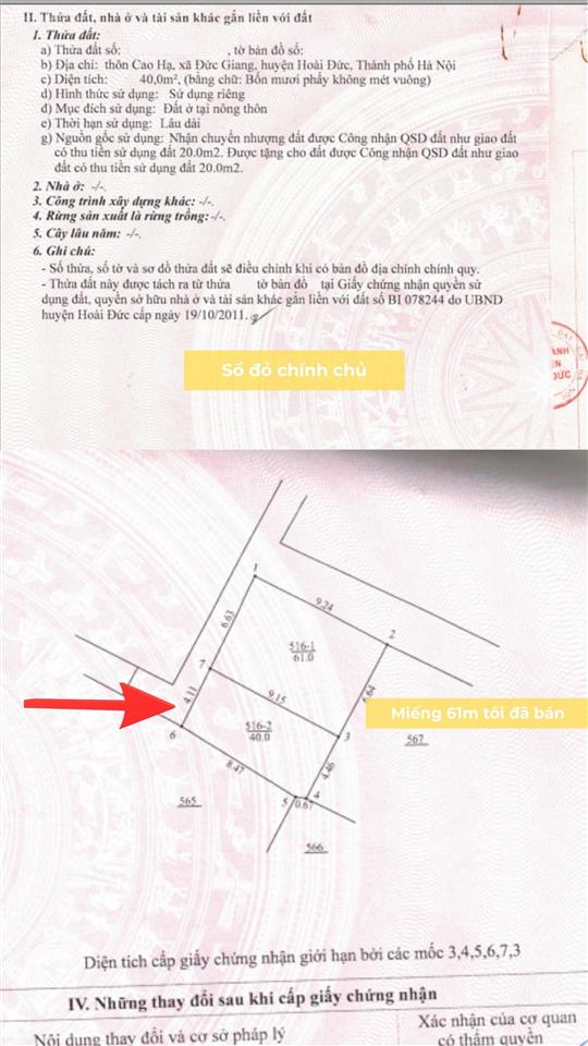 Chính chủ cắt lỗ 40m2 nở hậu  mua đất tặng ngay iphone 17 pro max  gần nam 32 công viên hoài đức