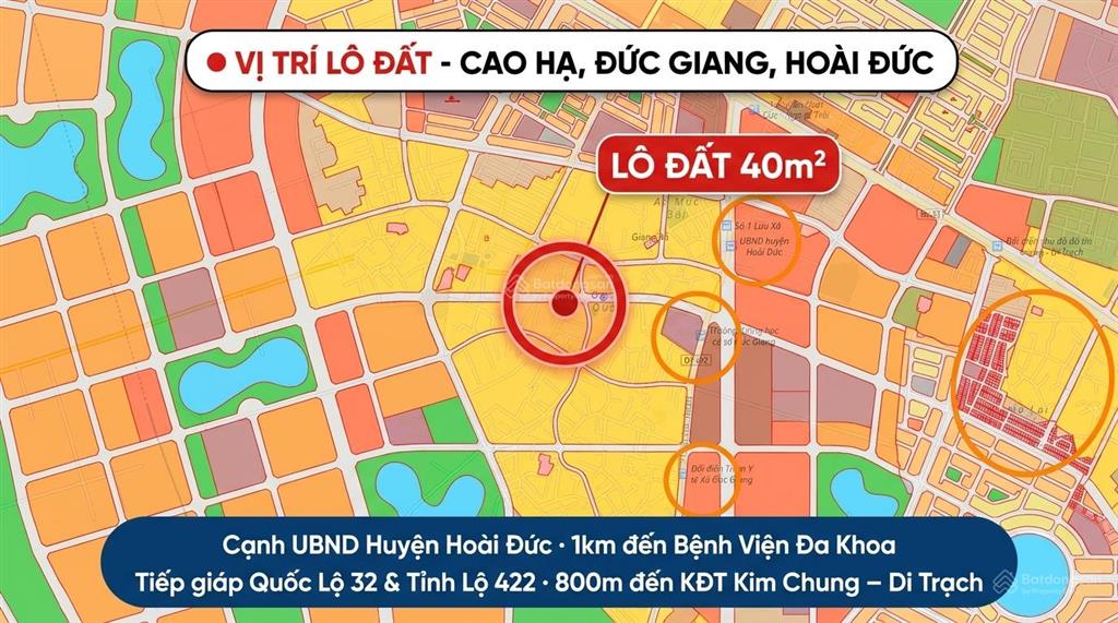 Đất 40m2 nở hậu cao hạ, hoài đức, cách chợ 80m, ngõ thông, sổ đỏ chính chủ sang tên 2,85 tỷ