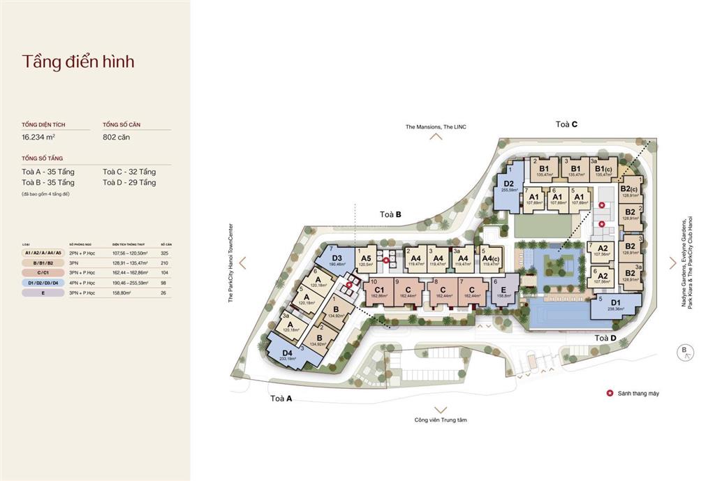 Bán căn 238m2 miễn phí 2 chỗ đỗ oto tại khu đô thị cao cấp park city hà đông, hà nội view công viên