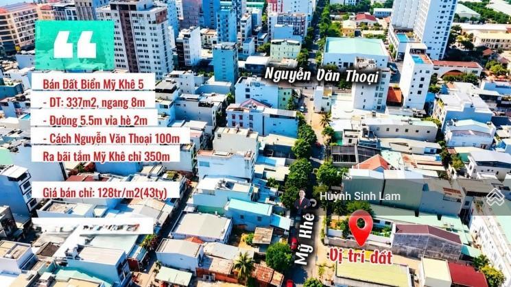 Bán đất mặt tiền mỹ khê 5  kề nguyễn văn thoại  2 mặt tiền trước sau  đơn giá siêu rẻ 128 tr/m2