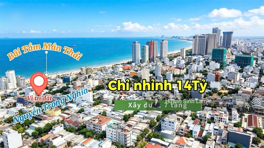 Giảm 2 tỷ! bán nhà mặt phố  nguyễn trọng nghĩa  sát bãi tắm mân thái  115m2  xây cao tầng