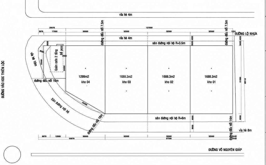 Cho thuê kho 5.070m2 (có pccc, điện 3 pha 250kva)  mặt tiền đường võ nguyên giáp, tp. cần thơ
