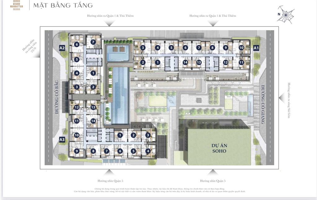 The grand manhattan quận 1  căn hộ 2pn 2wc 68,1m2 giá chỉ 13.9tỷ
