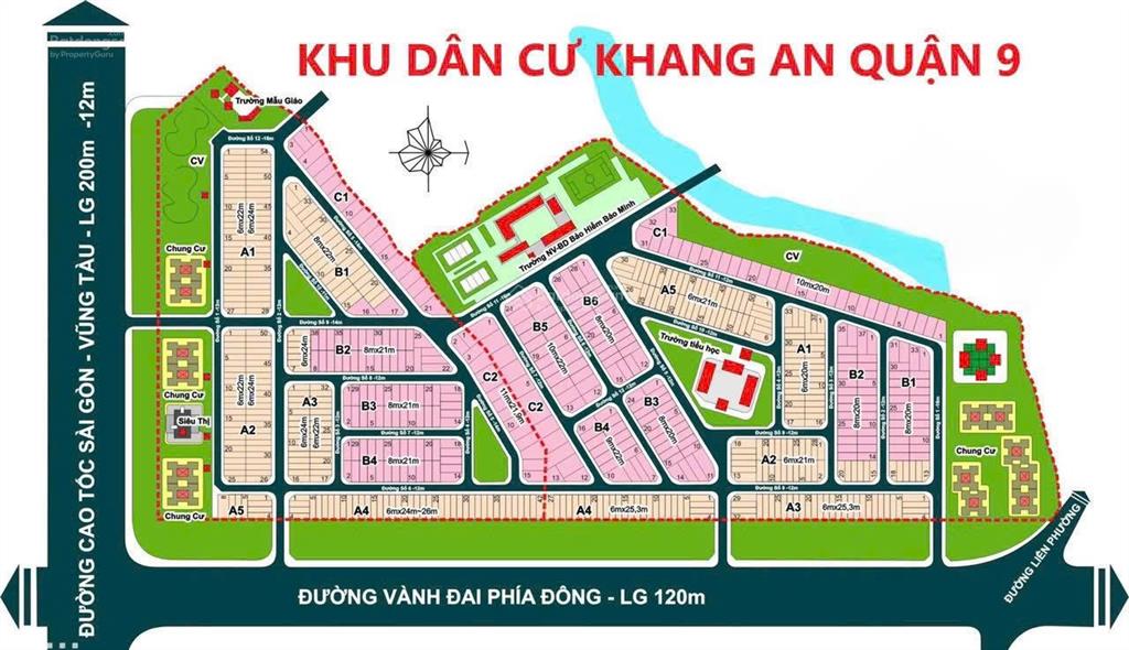 Bán nền 132m2 (6x22m) mt đường số 1 tại kdc khang an, đối diện dãy đất chung cư, giá 75 tr/m2
