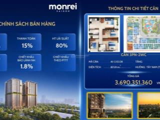 Giỏ hàng độc quyền  đặc quyền 3 phòng ngủ góc rẻ nhất tại monrei saigon
