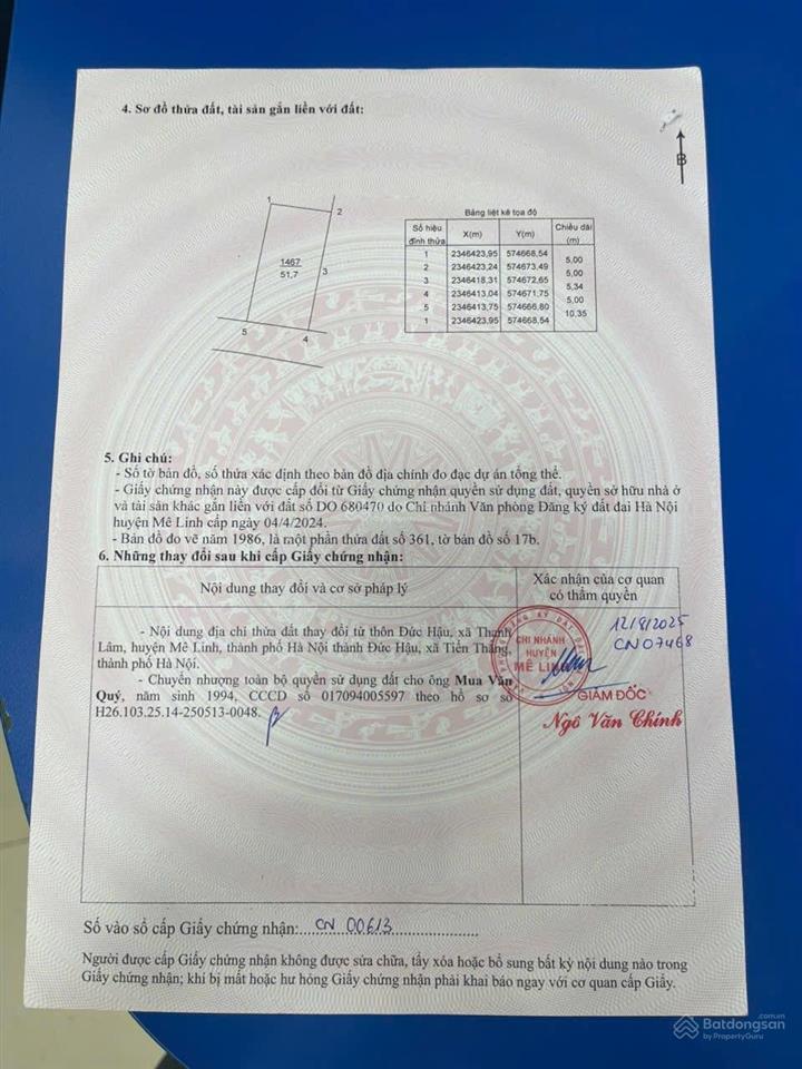Hơn 2đ xíu sở hữu ngay mảnh đất cạnh vành đai 4 và hud mê linh s=52m2