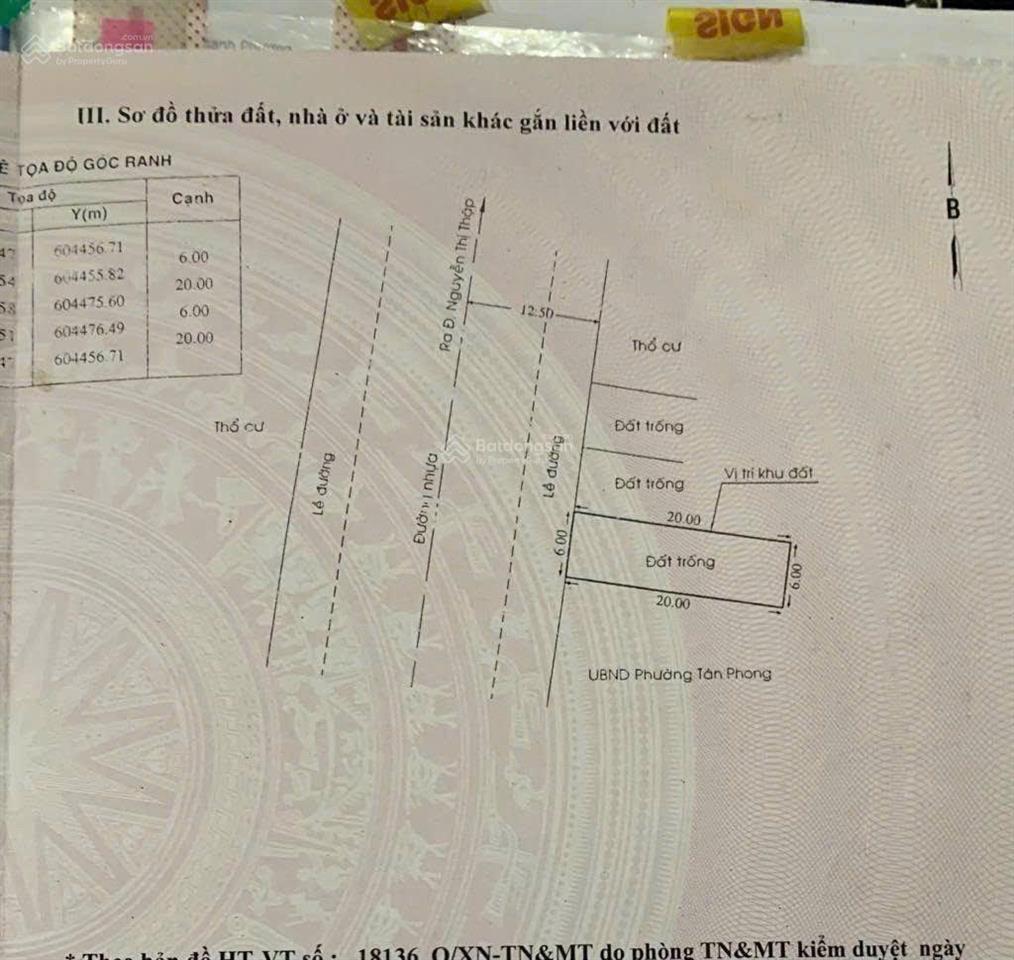 Bán đất nền sổ hồng kdc tân quy đông q. 7, mtđ số 65, 120m2 giá 30 tỷ,  0901 424 *** a. sơn