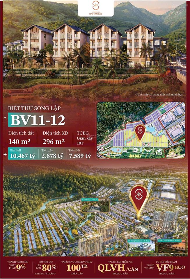 Biệt thự biển vinhomes 140m2, full giá từ 9,5 tỷ