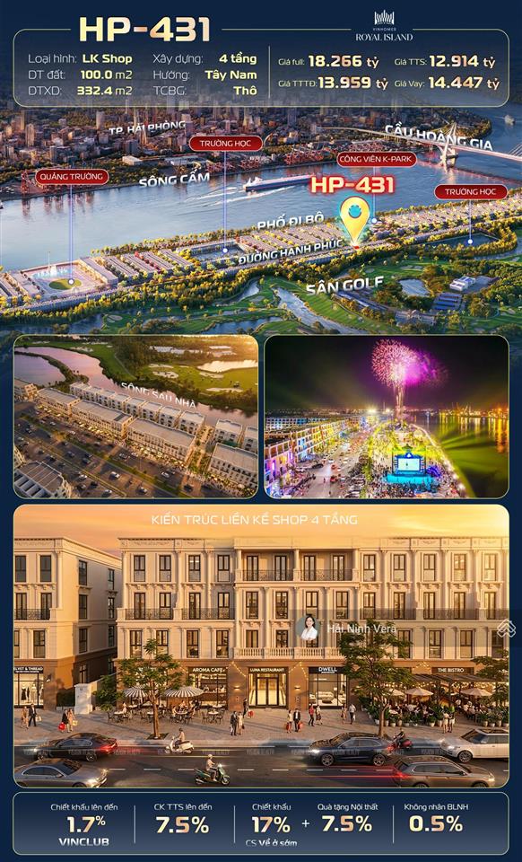 [siêu phẩm] shophouse vinhomes vũ yên trực diện sân golf & phố đi bộ  tài sản truyền đời