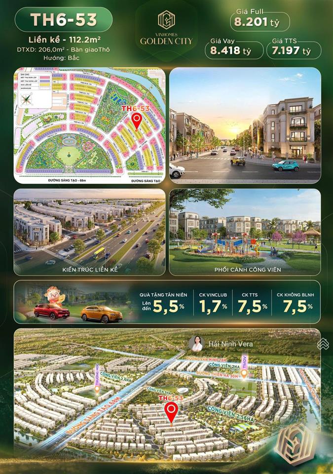 Bán nhanh căn liền kề phân khu thiên hà diện tích 112.2m2 tại dương kinh giá chỉ 7.1 tỷ