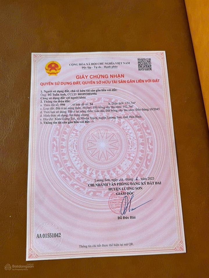 Lô đất nằm trong vùng lõi khu công nghiệp nhuận trạch 152m 50m 0nt