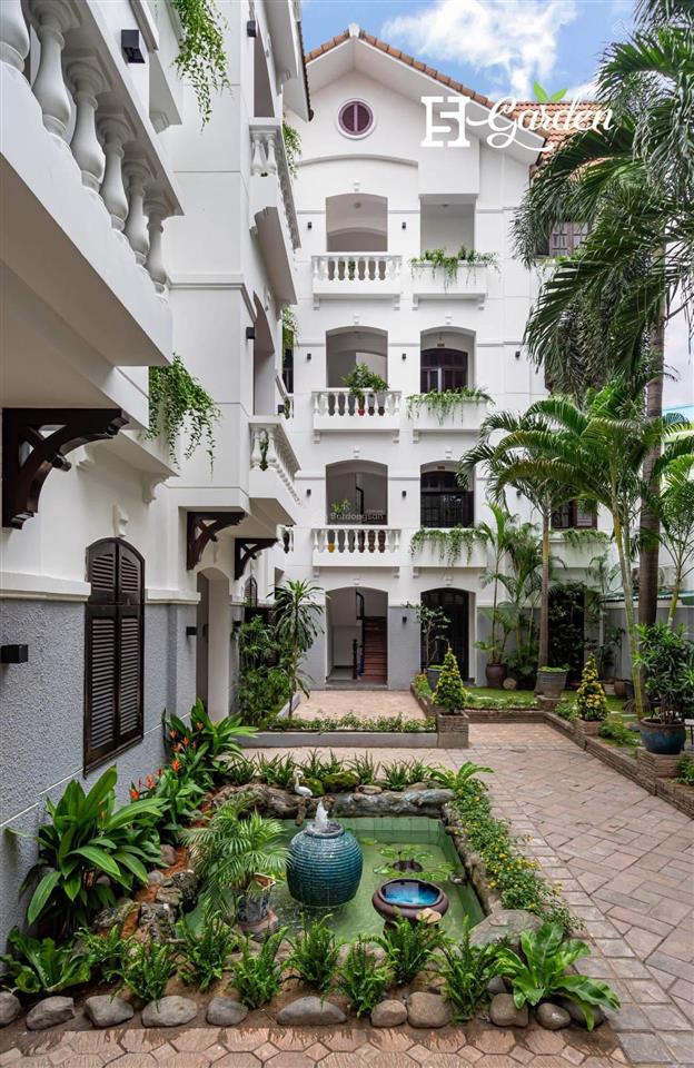Căn hộ 1pn/studio phong cách indochine  khuôn viên nhiều cây xanh mang lại cảm giác tươi mát
