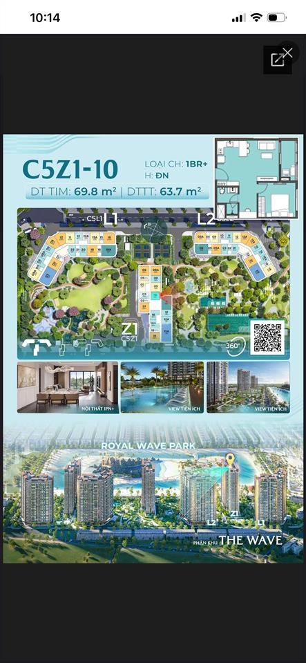 Tôi cần bán căn hộ 1pn + cđt masteri grand coast oceanpark 2 dt 47.6m2 giá 2.8tỷ.  0942 263 ***