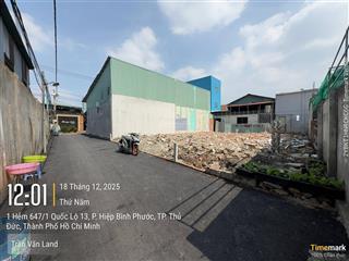 ~80m2 đất sử dụng, hẻm 1 sẹc quốc lộ 13, gpxd 4 tầng, ngay ubnd phường hiệp bình phước