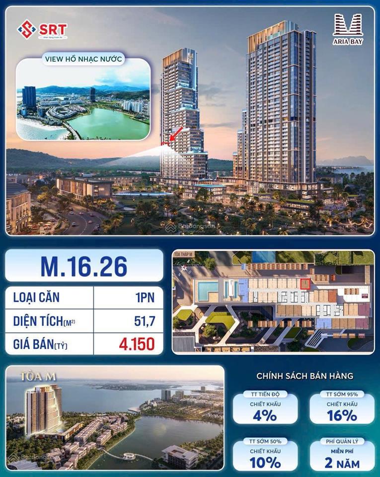 Căn 1pn view hồ nhạc nước tòa m aria bay