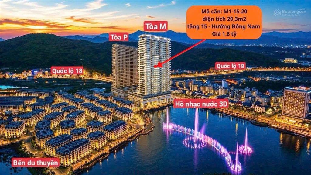 Rẻ bất ngờ studio tòa m đông nam prima bay giá 1 tỷ 8 tại hạ long view hồ nhạc nước + biển