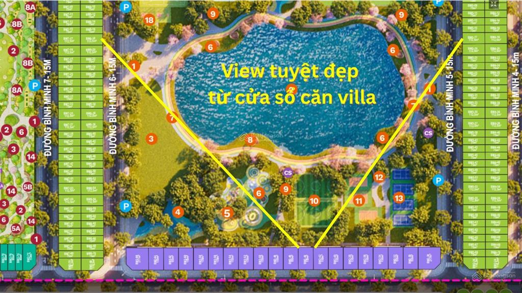 Biệt thự hồ, 59.33triệu/m2  hấp dẫn chưa từng có tại tây bắc sg