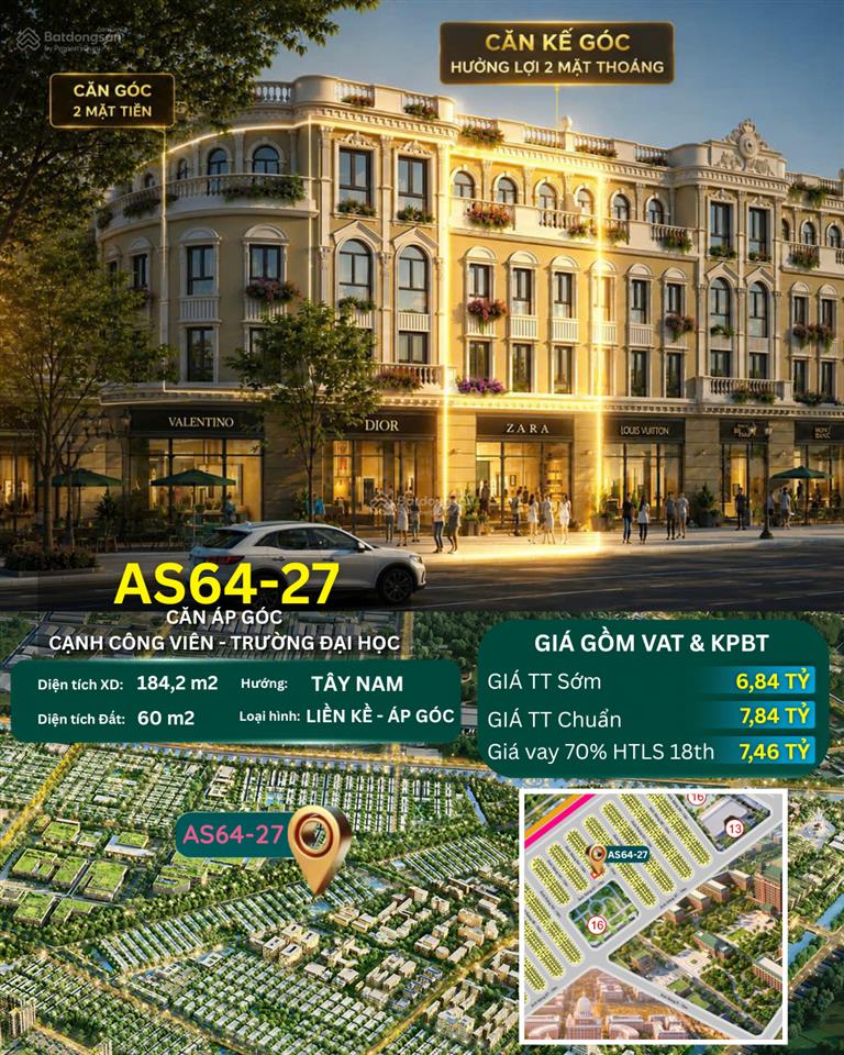 Căn áp góc công viên, đối diện 9 đại học  tỉ lệ 2.000 căn mới có 1 căn
