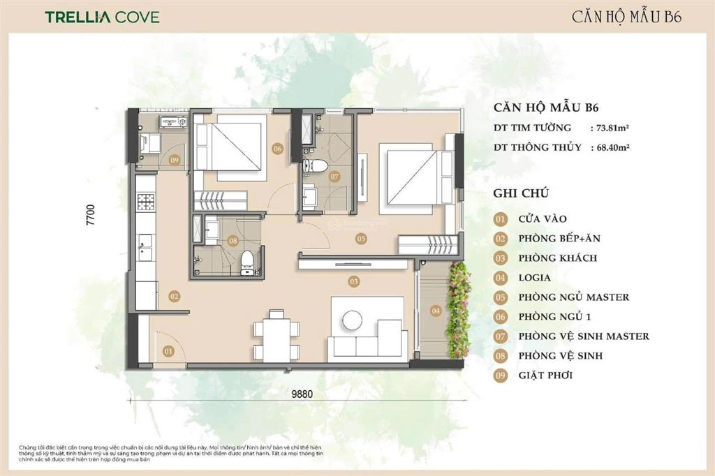 Căn góc 2pn trellia cove 2 view, giá hợp lý để đầu tư, miễn pql 2 năm, thanh toán chỉ 10% kí hđmb