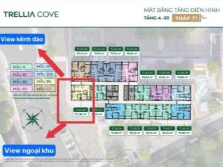 Căn góc 2pn trellia cove 2 view, giá hợp lí để đầu tư, miễn pql 2 năm, thanh toán chỉ 10% kí hđmb