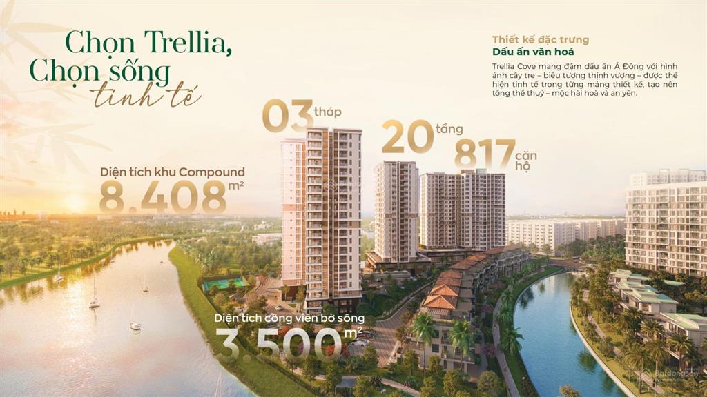 Căn hộ trellia cove 2pn1wc, giỏ hàng trực tiếp chủ đầu tư, tầng đẹp, gía tốt, ưu đãi khủng cuối năm