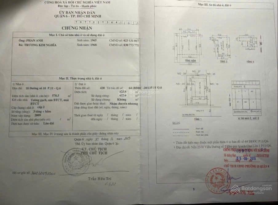 Tòa nhà 425m2 đối diện công viên bình phú hầm + 3 lầu chỉ 131 triệu/m2