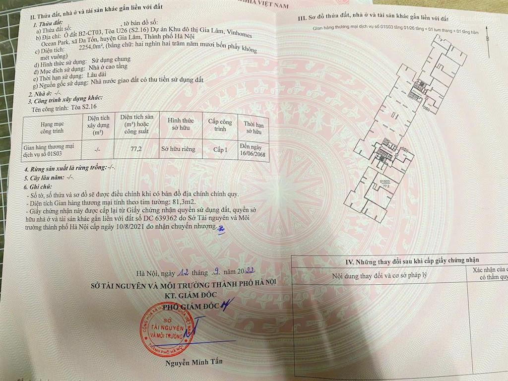Bán shophouse tại vinhomes ocean park gia lâm, 10,8 tỷ, 77,2 m2, giá ưu đãi