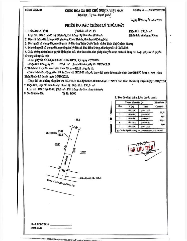 Bán đất mặt tiền đường nhựa lớn tại chơn thành bình phước củ giá rẻ