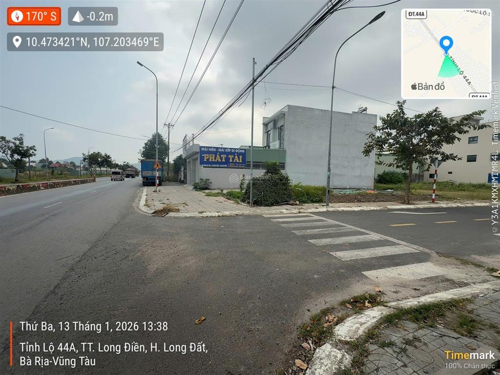 Bán gấp nền đất tại tỉnh lộ 44a, thị trấn long điền, 2 tỷ, 100m2, sổ đỏ công chứng ngay