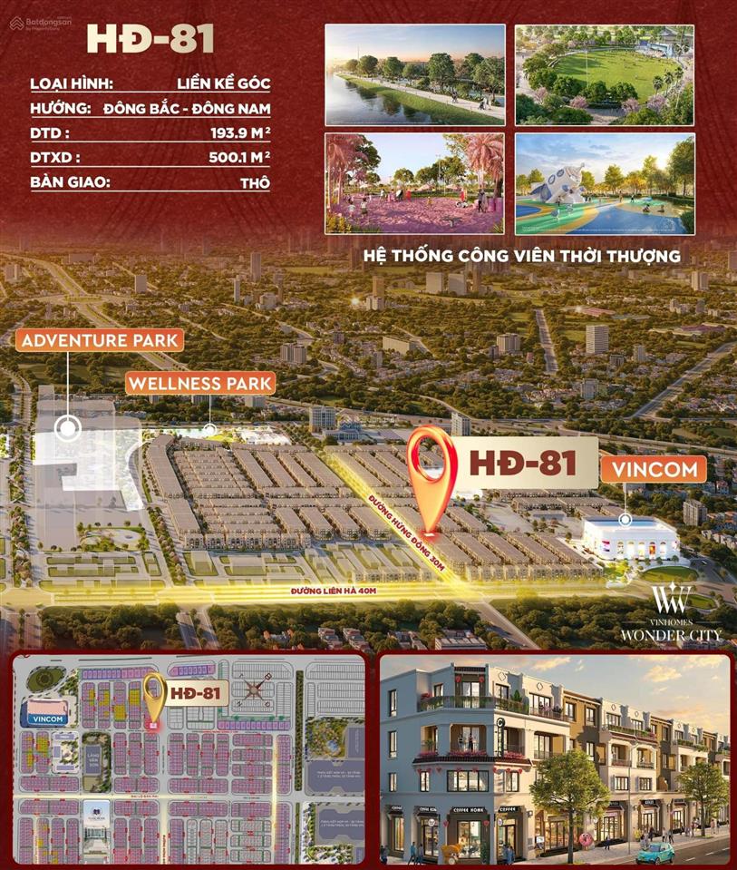Căn góc đường hừng đông 30m  kết nối tây thăng long & vđ4  vincom plaza vinhomes wonder city