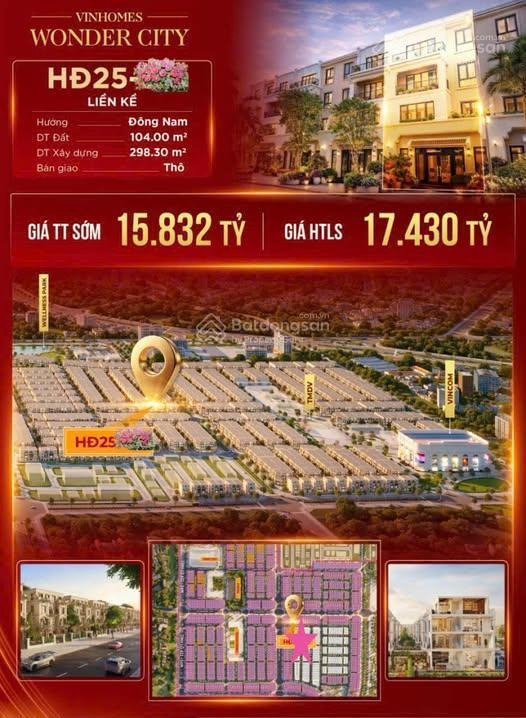 Lk 104m²  giá 15,8 tỷ (đất & nhà) voucher 14 tỷ giảm thêm trực tiếp vào giá bán  đông nam