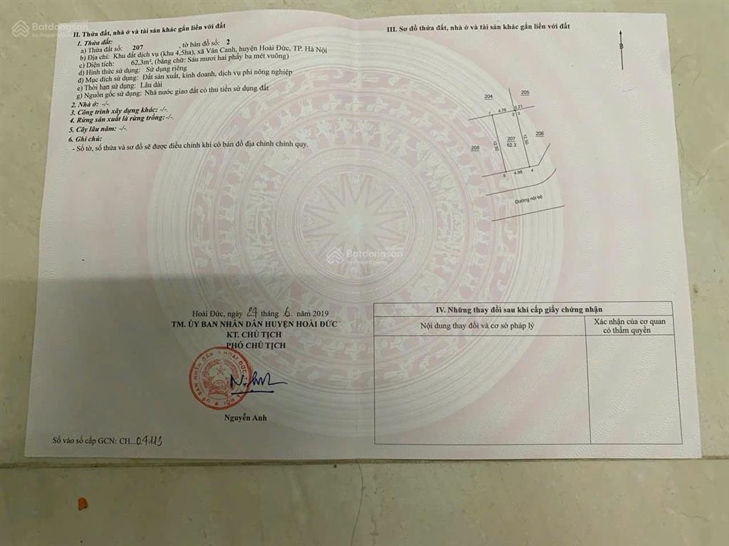 Nhà tôi cần bán một lô 55m cực đẹp vân canh, hoài đức
