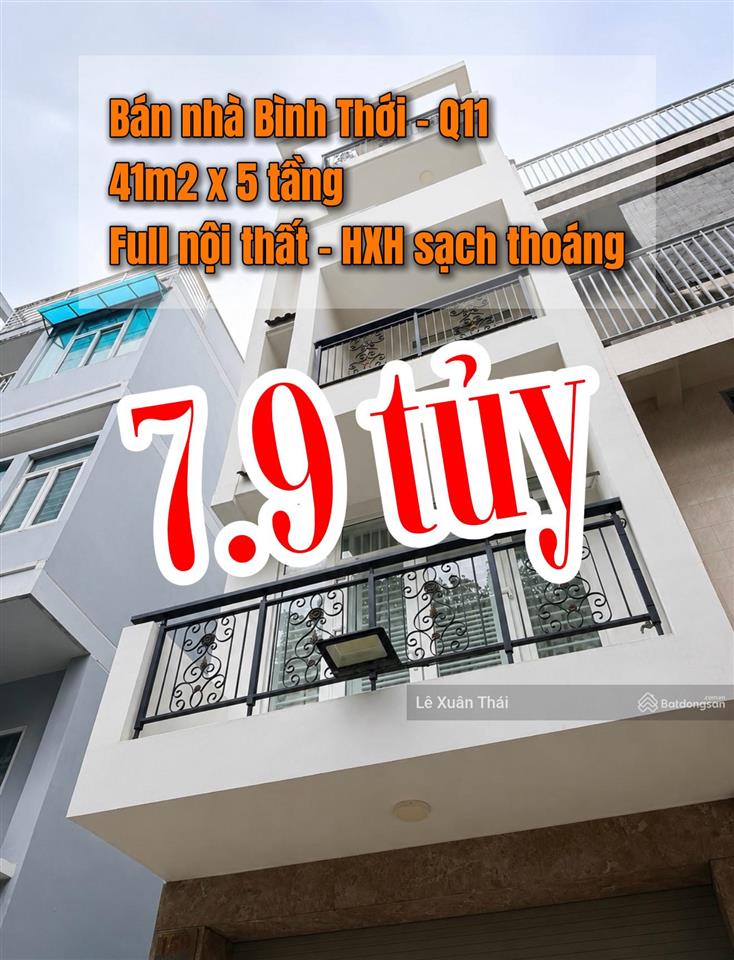 Cần bán nhà mới đường bình thới q11, 41m2 x 5t  full nội thất xịn. giá 7.9tỷ. gần đầm sen
