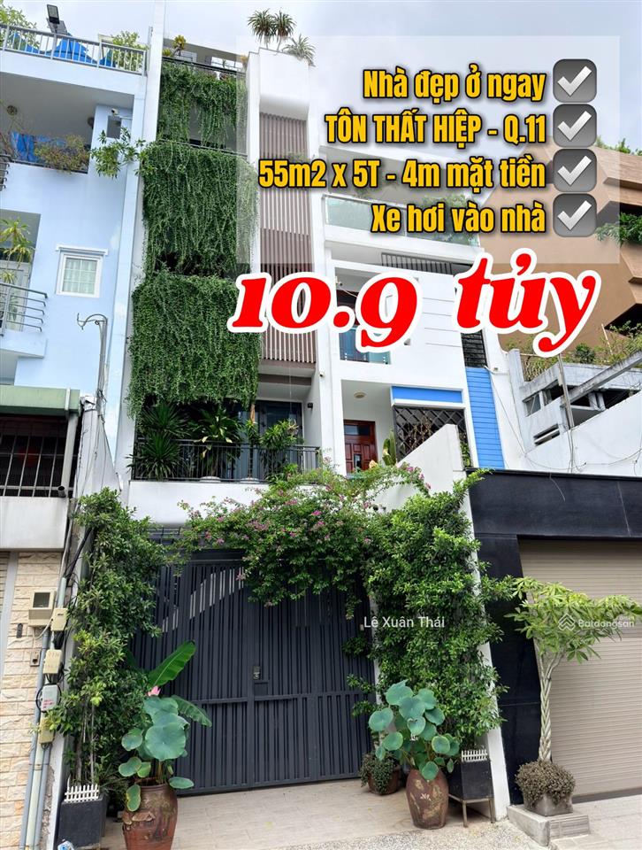 Định cư, gấp bán nhà tôn thất hiệp  q.11 chỉ 10t9, dt 55m2 x 5t  mt 4m ô tô vào nhà