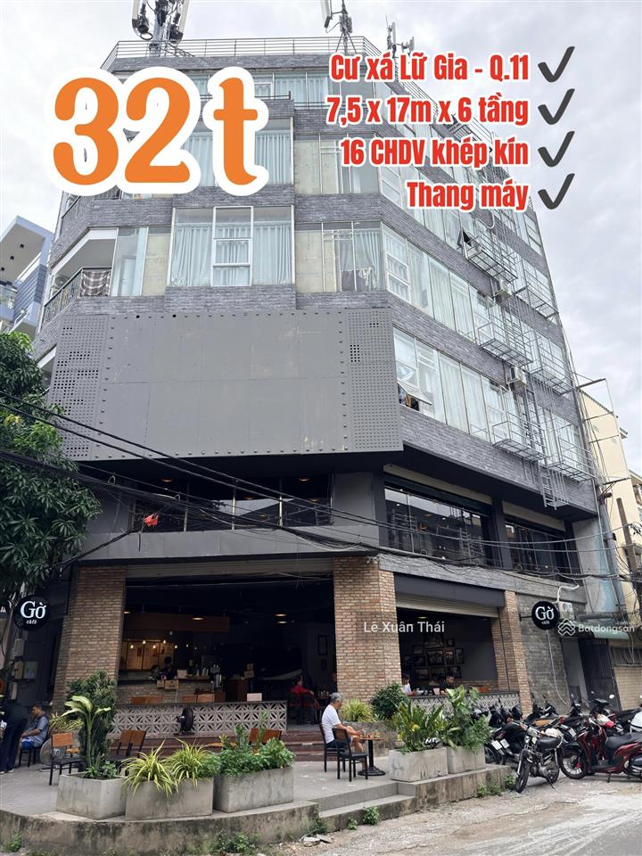 Bán nhà mt cx lữ gia  q11 126m x 6t thang máy. chỉ 32t. doanh thu 1t5/năm, đối diện đh bách khoa