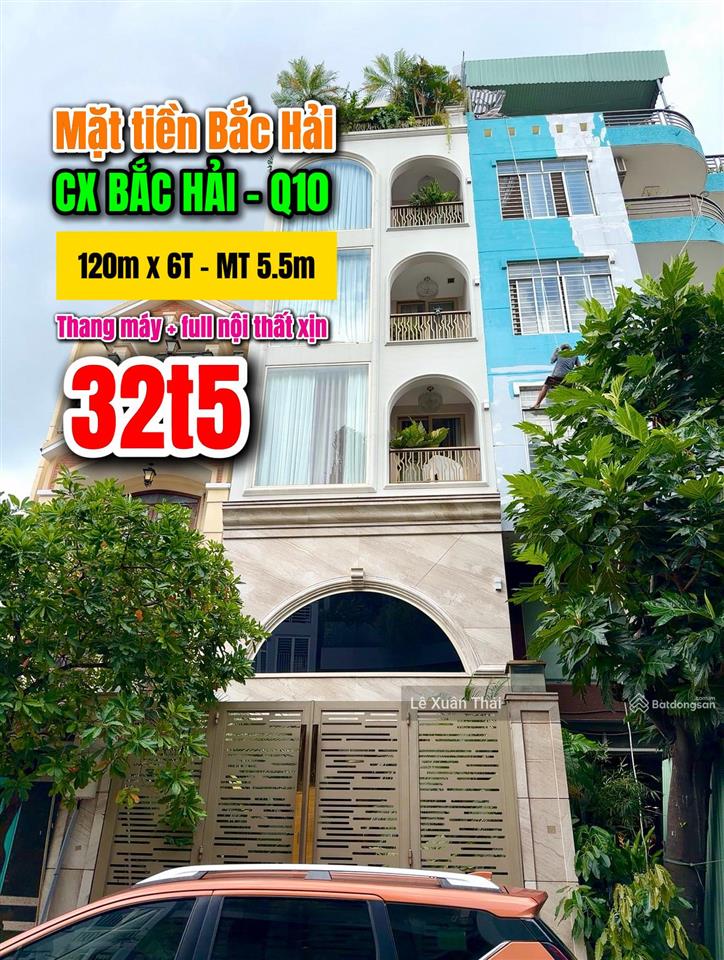 Mặt tiền bắc hải, cx bắc hải  q10 120m x 6t  mt 5.5m, thang máy  full nội thất. giá 32t5
