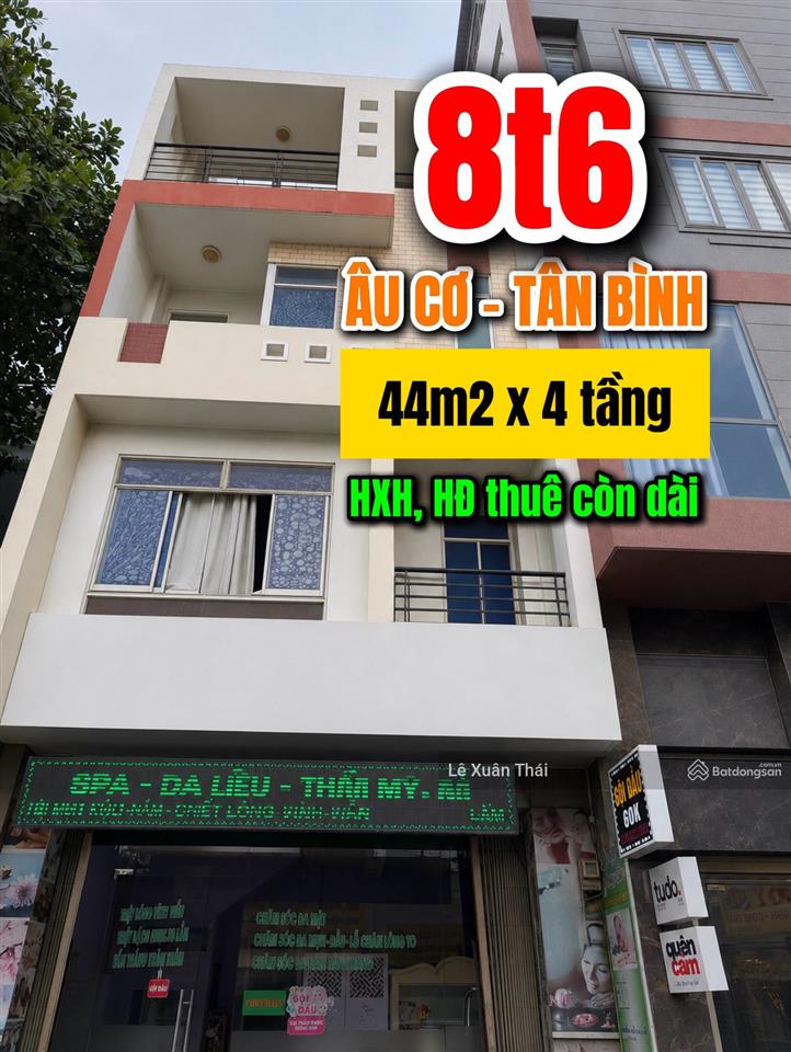 Cần bán nhà âu cơ  tân bình 44m2 x 4t, giá 8,6 tỷ. gần vx lê đại hành, hđ thuê dài 26tr/tháng