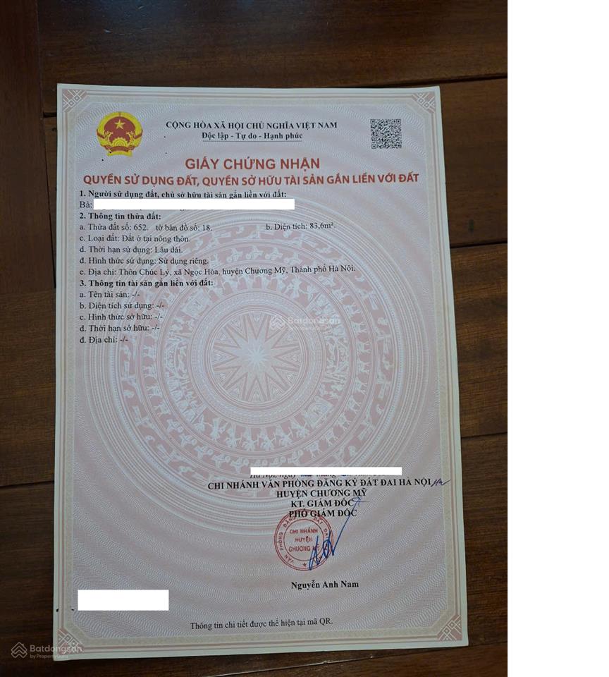 Bán đất chúc lý, phường chương mỹ, hà nội